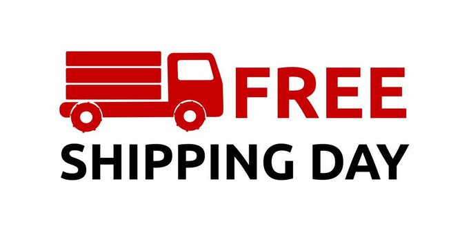 Free Shipping Day Text Animation with alpha channel. Great for sales promotions, discount events, special over, and product campaigns. Transparent background, easy to put into any video