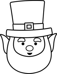 St Patrick's day Leprechaun head outline .Irish Elf head outline .