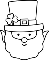 St Patrick's day Leprechaun head outline .Irish Elf head outline .