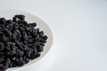 Organic Dried Black Mulberries,healthy food concept