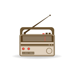 Old Classic Radio  Editable retro vintage vector illustration icon in flat style for nostalgic and electrical related design project