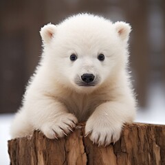 Obraz premium Polar white baby bear images Generative AI