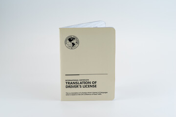 International driver's license on white background