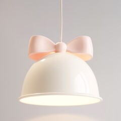 a light fixture with a pink bow