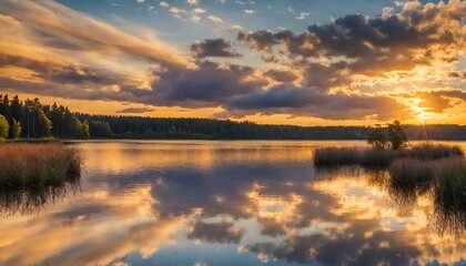 Fototapeta premium sunset over the river