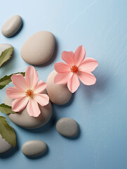Fototapeta na wymiar spa stones and flowers