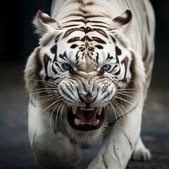 Siberian white tiger angry images Generative AI