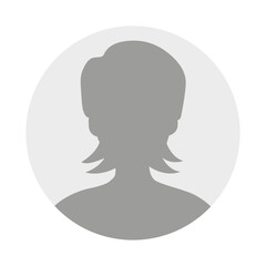 Vector flat illustration in grayscale. Avatar, user profile, person icon, profile picture. Business profile of a woman. Suitable for social media profiles, icons, screensavers and as a template.