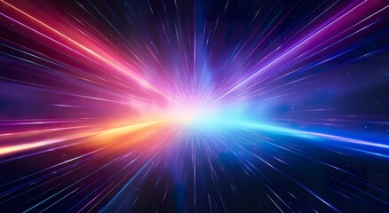 colorful futuristic warp or tunnel background, blurred speed motion, colourful neon speed light