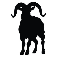 Aries goat silhouette on white