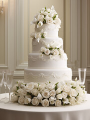 Romantic wedding cake, ai generative