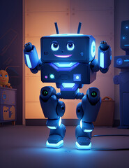 blue robot with heart