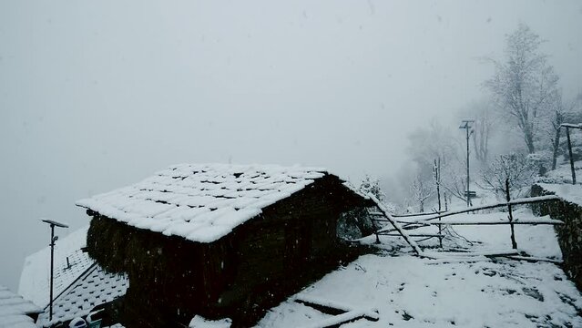Graceful Descent, Snowfall's Winter Transformation on hills
