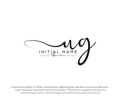 ug u g initial letter handwriting and signature logo