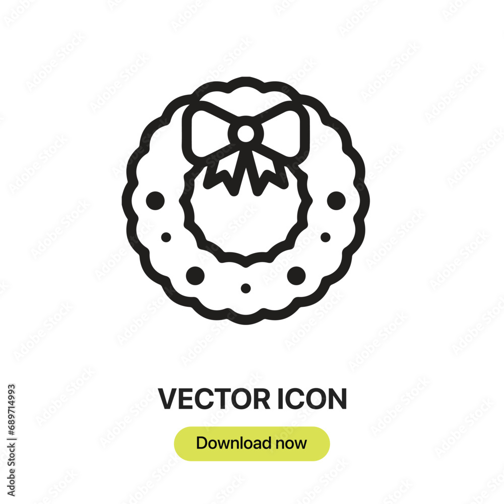 Poster christmas wreath icon vector. linear-style sign for mobile concept and web design. christmas wreath 