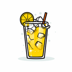 Refreshingly Simple: 2D Flat Vector Style Logo of a Soft Drink - Yellow and Black Color, Minimalist Design. Generative AI