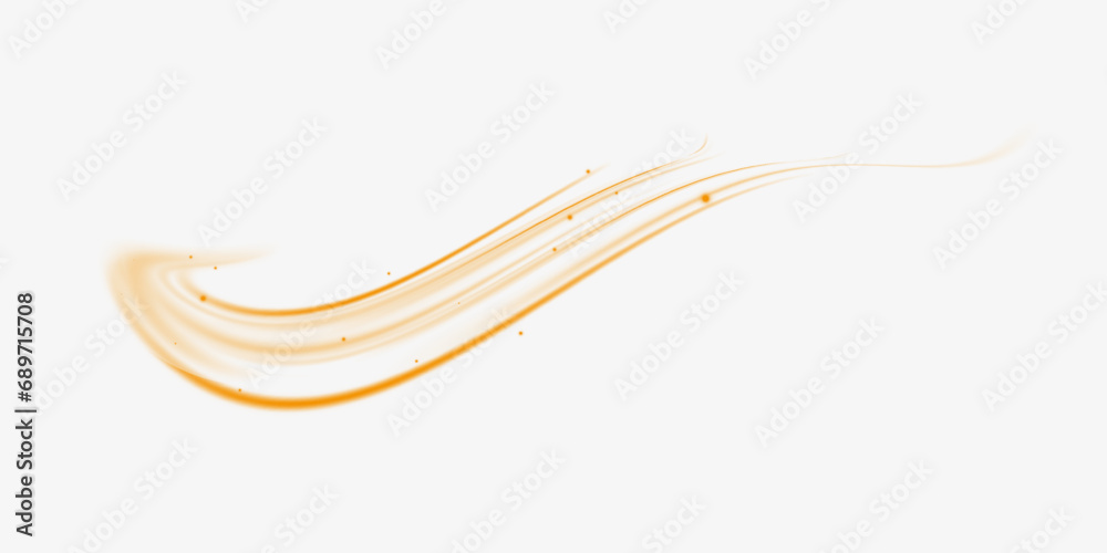Poster luminous orange lines of speed. light glowing effect . abstract motion lines. png format. light trai