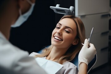 Skilled Dentist Examines Womans Teeth During Comprehensive Checkup Highquality Photo