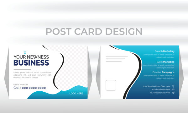 Modern Business Postcard Design Template, Double Sided Postcard Design.