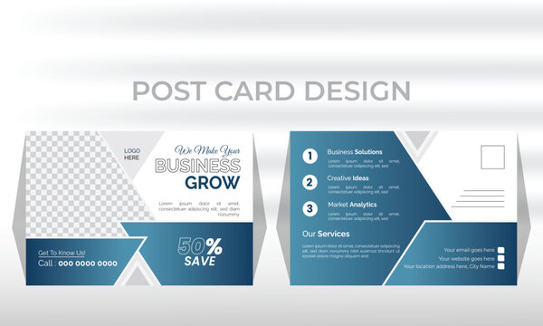 Post card design template. Postcard real estate, business postcards, postcard template, post card, postcard layout.