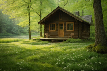 old wooden house in the woods