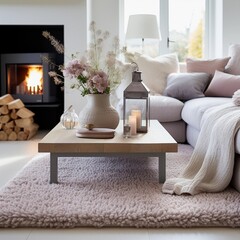 Close up of a beautiful carpet in the living room in a light colours