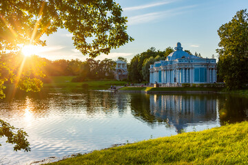 Catherine park at summer sunset, Tsarskoe Selo (Pushkin), Saint Petersburg, Russia