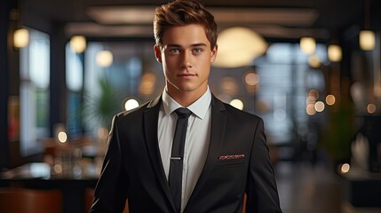 young businessman portrait in suite standing