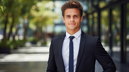 young businessman portrait in suite standing