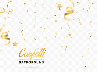 
Confetti background.Birthday,anniversary,celebration banner.Falling shiny golden confetti.Background for anniversary party.Elements for preparing holiday design.
