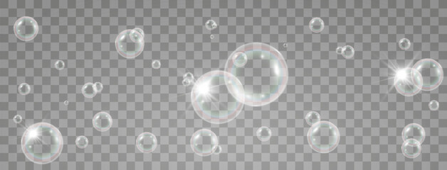 Modern realistic air bubbles under water.Illustration of air objects.
 - obrazy, fototapety, plakaty