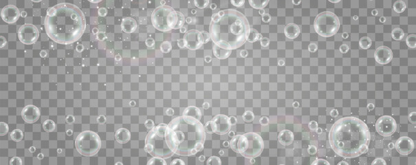 Modern realistic air bubbles under water.Illustration of air objects.
