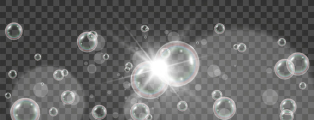 Modern realistic air bubbles under water.Illustration of air objects.
 - obrazy, fototapety, plakaty