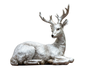 Silver reindeer Christmas decoration figure on transparent background, PNG