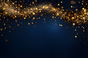 Blue background with golden light effects. Horizontal background with bokeh blur effects for Christmas. photo Playground AI platform