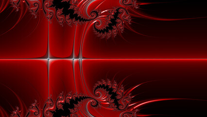 complex bright red and scarlet curved design