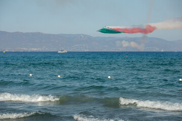 Esibizione delle Frecce Tricolore al Poetto di Cagliari, Sardegna