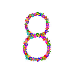 Number eight of flowers icon isolated on transparent background