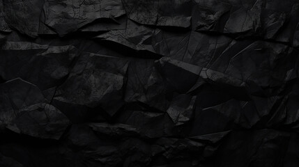 Black abstract background. Dark rock texture. Black stone background with copy space for design. Web banner. Wide. Panoramic.