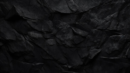 Black abstract background. Dark rock texture. Black stone background with copy space for design. Web banner. Wide. Panoramic.