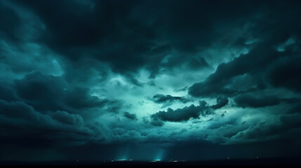Dark teal cloudy sky. Night skies with clouds. Gloomy sky background for design. - obrazy, fototapety, plakaty