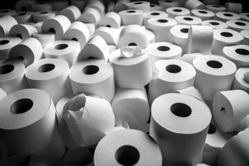 Toilet Paper Shortage: Illustration of Panic Buying and Hoarding during the Coronavirus Crisis Causing Consumer Stress and Demand for Scarce Products