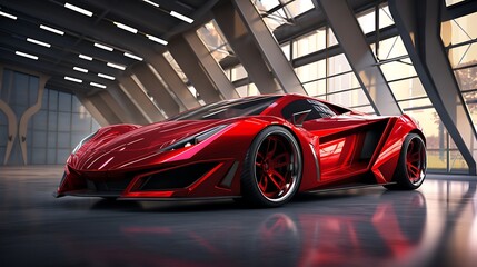 Obraz premium 3D rendering of a brand less generic concept car in studio environment