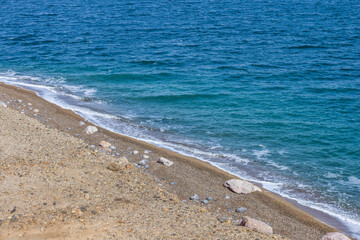 stone beach shore line of north sea with water nature simple local ordinary nature outdoor background concept picture