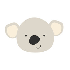 cute animal face koala, portrait of wild baby animal. Vector illustration can used for avatar, poster, invitation, banner. 