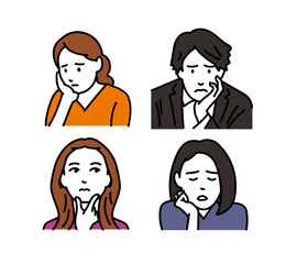 ストレスに悩む男女アイコンイラスト