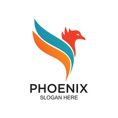 Phoenix logo design simple concept Premium Vector