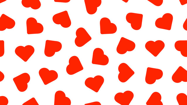 Red heart shapes seamless pattern isolated on white background. Suitable for design, textile, wrapping paper, covers etc. Vector illustration.