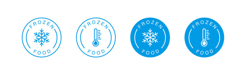 Frozen food icon, symbol, badge set. Vector EPS 10 - obrazy, fototapety, plakaty