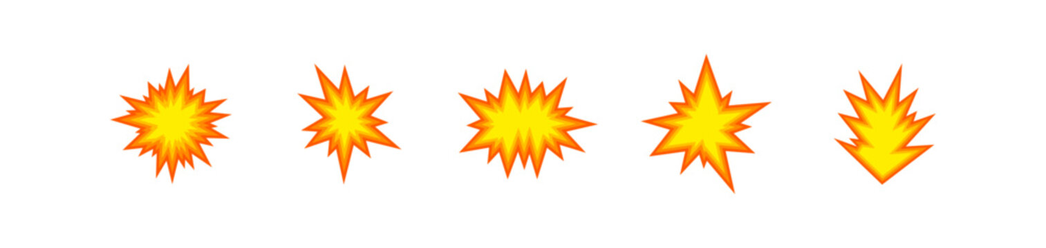 explosive collision set. Boom, pop art, comic explsion icon set. Vector EPS 10